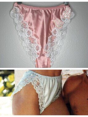 NWT Vintage Victoria’s Secret Gold Label High Cut Satin Lace Sissy Tap Panty
